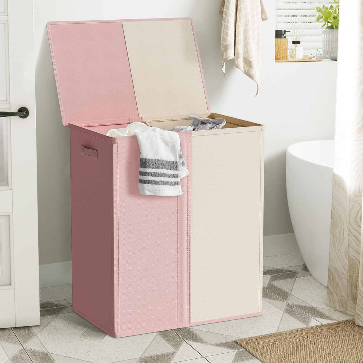 Double Laundry Hamper with Lid, 154L Large Laundry Basket Organizer