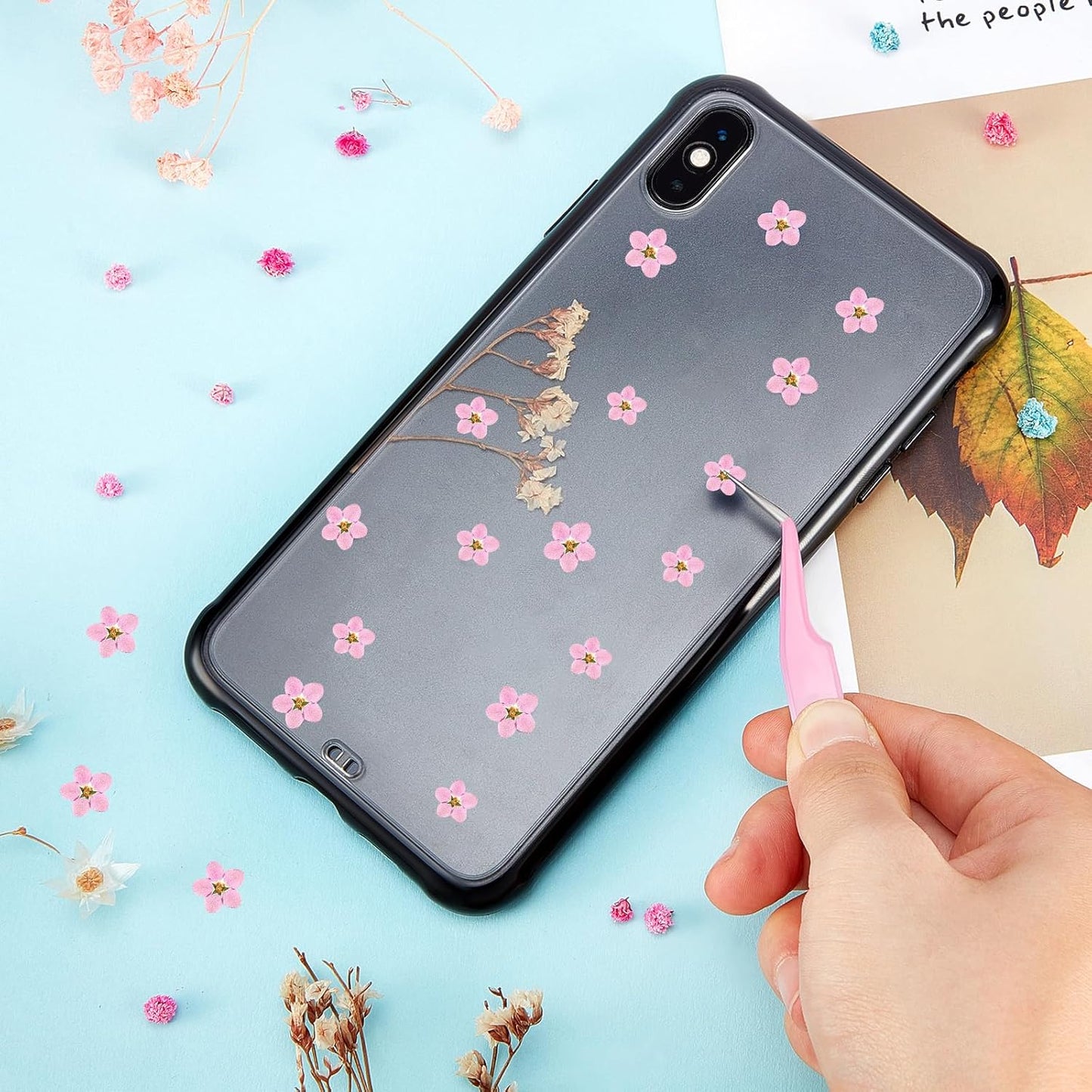 100 Pcs Natural Dried Forget Me Not Flowers Don't Forget Me Real Dried Pressed Flowers for Jewelry Candle Card Making DIY Resin Ornaments Nail Art Decorations(Pink)