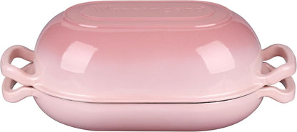 Enameled Cast Iron Sourdough Bread Oven, Dutch Oven, Loaf Cast Iron Bread Pan for Homemade Bread Baking, Meatloaf Pan with Lid, 5QT, Pink