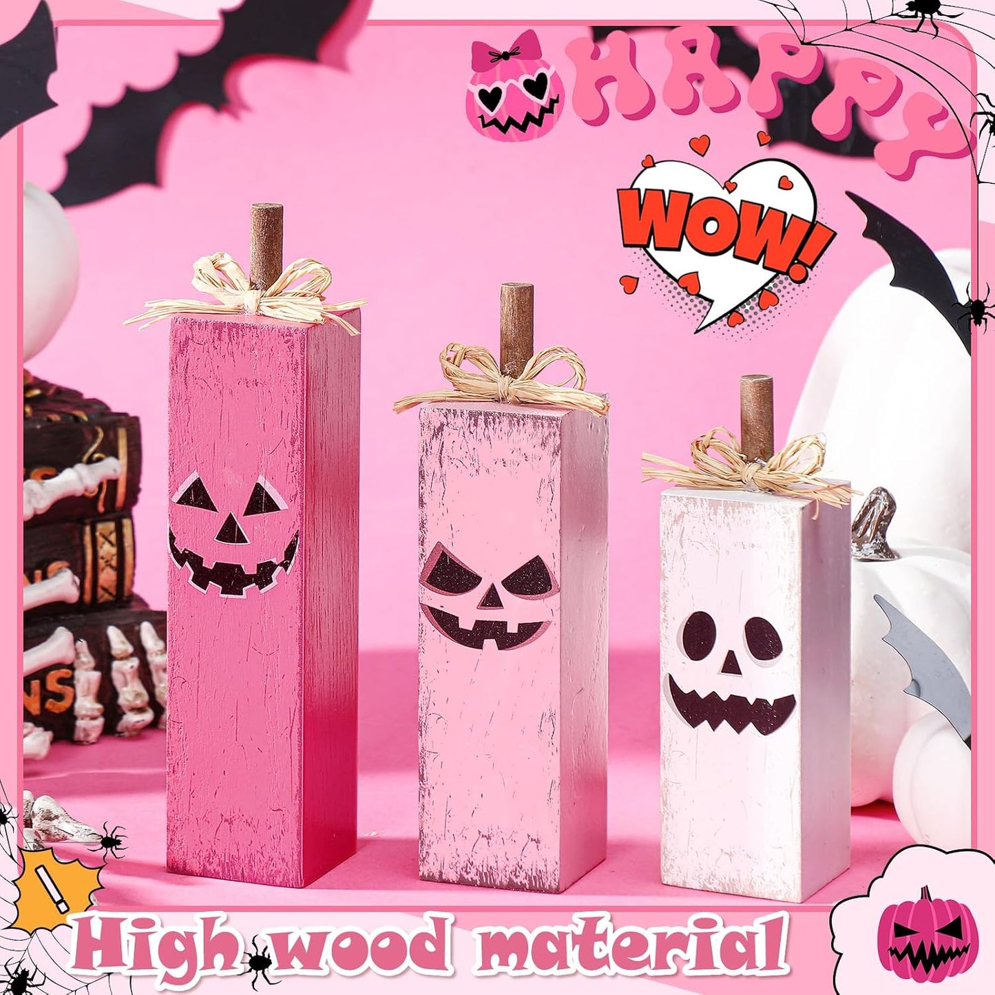 3 Pcs Pink Halloween Table Decor, Pink Ghost Table Centerpieces