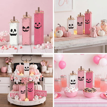 3 Pcs Pink Halloween Table Decor, Pink Ghost Table Centerpieces