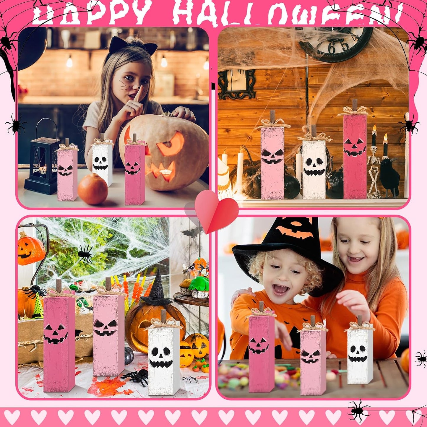 3 Pcs Pink Halloween Table Decor, Pink Ghost Table Centerpieces
