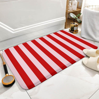 Luxury Bathroom Rug, Pink Red Classic Stripes Bath Mat Non Slip & Absorbent Bath Rug Carpets for Bathroom, 20 x 30inches