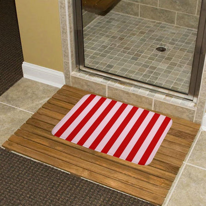 Luxury Bathroom Rug, Pink Red Classic Stripes Bath Mat Non Slip & Absorbent Bath Rug Carpets for Bathroom, 20 x 30inches