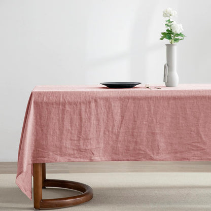 100% Pure Linen Rectangle Tablecloths 60x108Inches for Dining,Buffet Parties,Picnic,Events,Weddings and Restaurants,Decorative Halloween,Thanksgiving Machine Washable Tablecloths-Muddy Pink