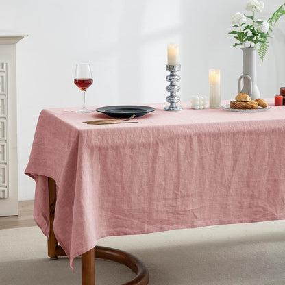 100% Pure Linen Rectangle Tablecloths 60x108Inches for Dining,Buffet Parties,Picnic,Events,Weddings and Restaurants,Decorative Halloween,Thanksgiving Machine Washable Tablecloths-Muddy Pink