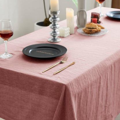 100% Pure Linen Rectangle Tablecloths 60x108Inches for Dining,Buffet Parties,Picnic,Events,Weddings and Restaurants,Decorative Halloween,Thanksgiving Machine Washable Tablecloths-Muddy Pink
