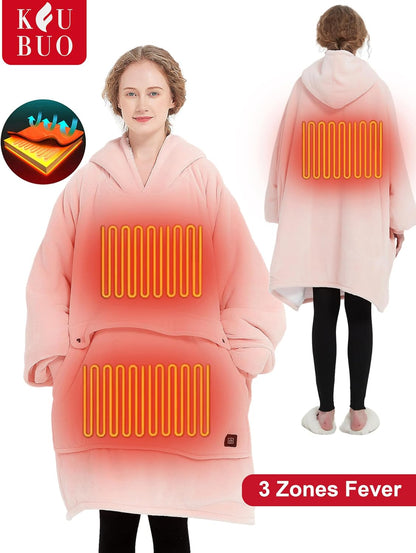 Wearable Heated Blanket Cordless Oversized Hoodie Sweatshirt