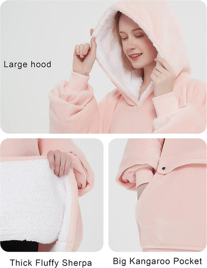 Wearable Heated Blanket Cordless Oversized Hoodie Sweatshirt