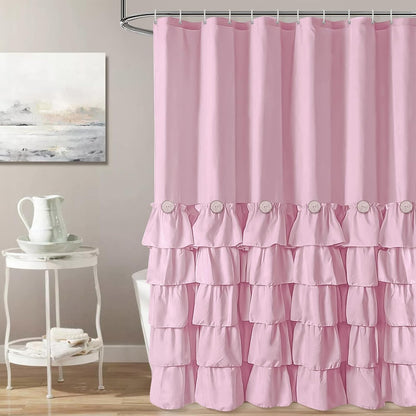 Pink Ruffle Shower Curtain Farmhouse Shower Curtain 72 X 72