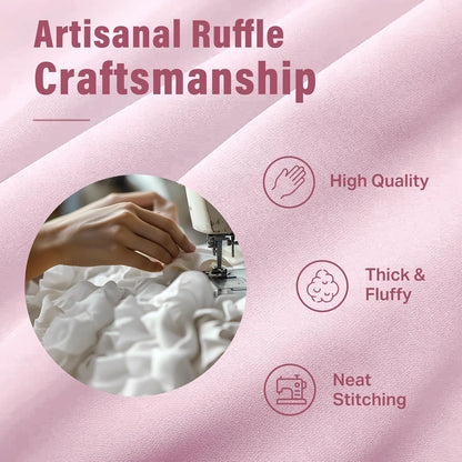 Pink Ruffle Shower Curtain Farmhouse Shower Curtain 72 X 72