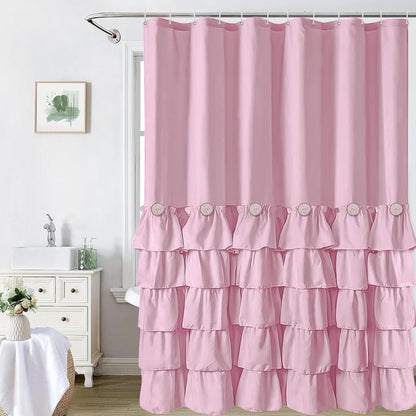 Pink Ruffle Shower Curtain Farmhouse Shower Curtain 72 X 72