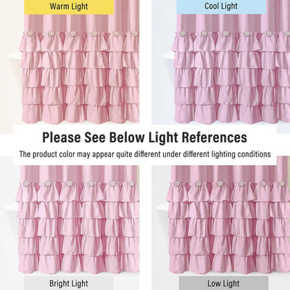 Pink Ruffle Shower Curtain Farmhouse Shower Curtain 72 X 72