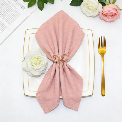Rose Gold Bow Napkin Rings Set of 24 for Wedding Party Birthday Holiday Family Dinner Daily Table Decor,Elegant Metal Bow Tie Napkin Ring Holders for Valentine's Day Banquet Decoration