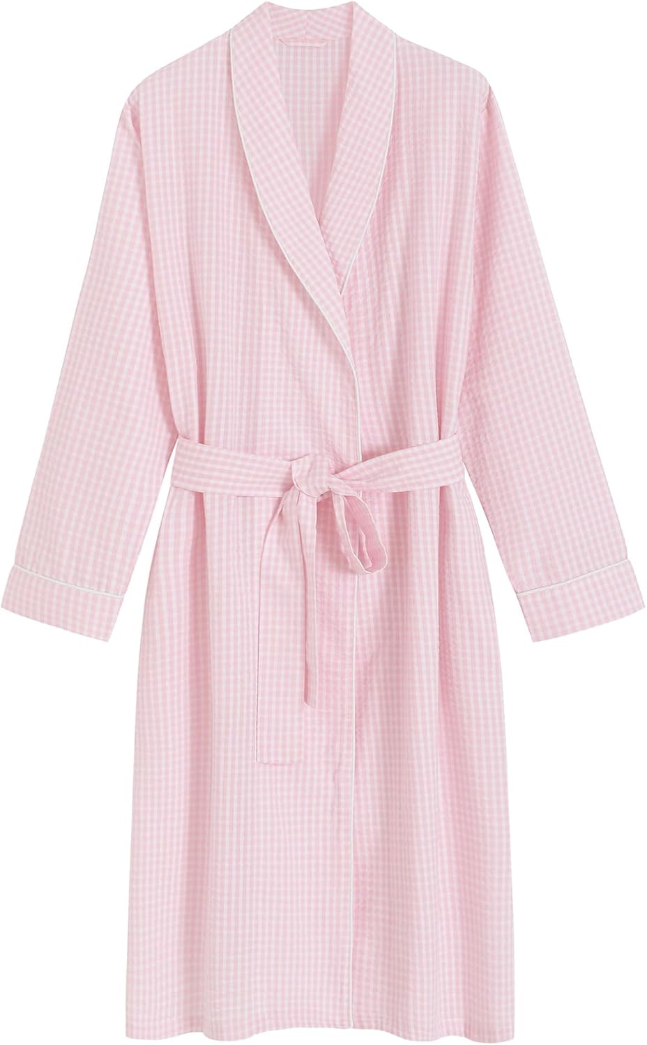 Women's Seersucker Robe Cotton Bathrobe with Pockets