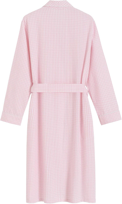 Women's Seersucker Robe Cotton Bathrobe with Pockets