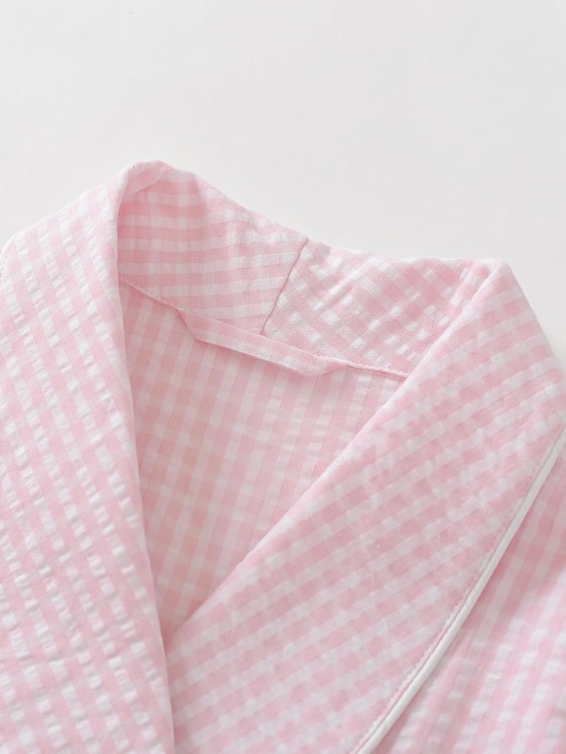Women's Seersucker Robe Cotton Bathrobe with Pockets