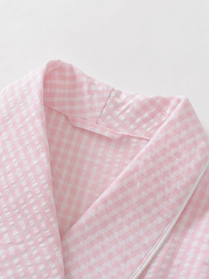 Women's Seersucker Robe Cotton Bathrobe with Pockets