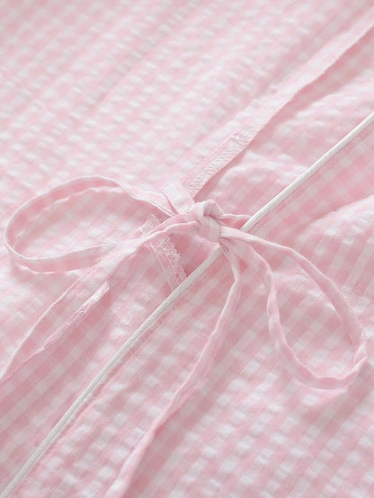 Women's Seersucker Robe Cotton Bathrobe with Pockets