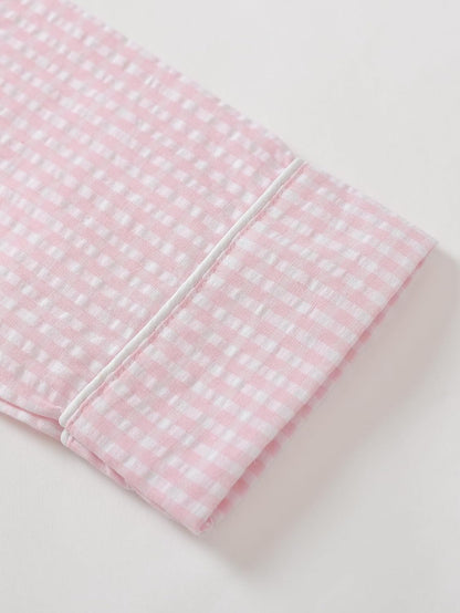 Women's Seersucker Robe Cotton Bathrobe with Pockets