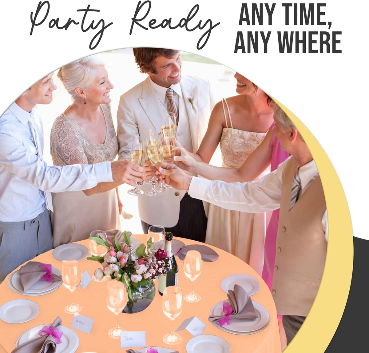 66% Thicker Premium Peach Round Tablecloth 0.5 Mil 6 Pack Plastic Table Cloth Disposable 84 Inch Round Plastic Tablecloth Won't Tear Easily Like Cheap Thin Brands