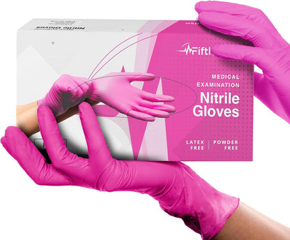 Fuchsia Hot Pink Nitrile Disposable Gloves -3 Mil Medical Exam Nitrile Gloves -Powder and Latex Free