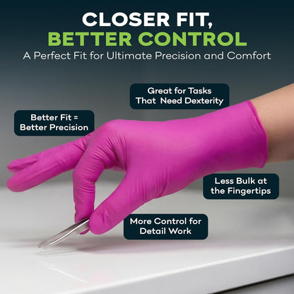 Fuchsia Hot Pink Nitrile Disposable Gloves -3 Mil Medical Exam Nitrile Gloves -Powder and Latex Free