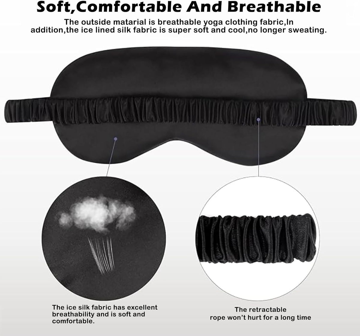 3Pcs Satin Eye Mask Silk Sleep Masks Set Silky Blindfold Eyeshade Blackout Eyes Cover Pouches Bag Scrunchy Wedding Gift