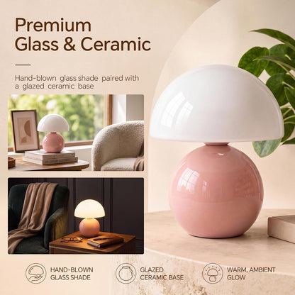 Mushroom Lamp Table Lamp for Bedroom-Small Desk Table Lamps,Pink
