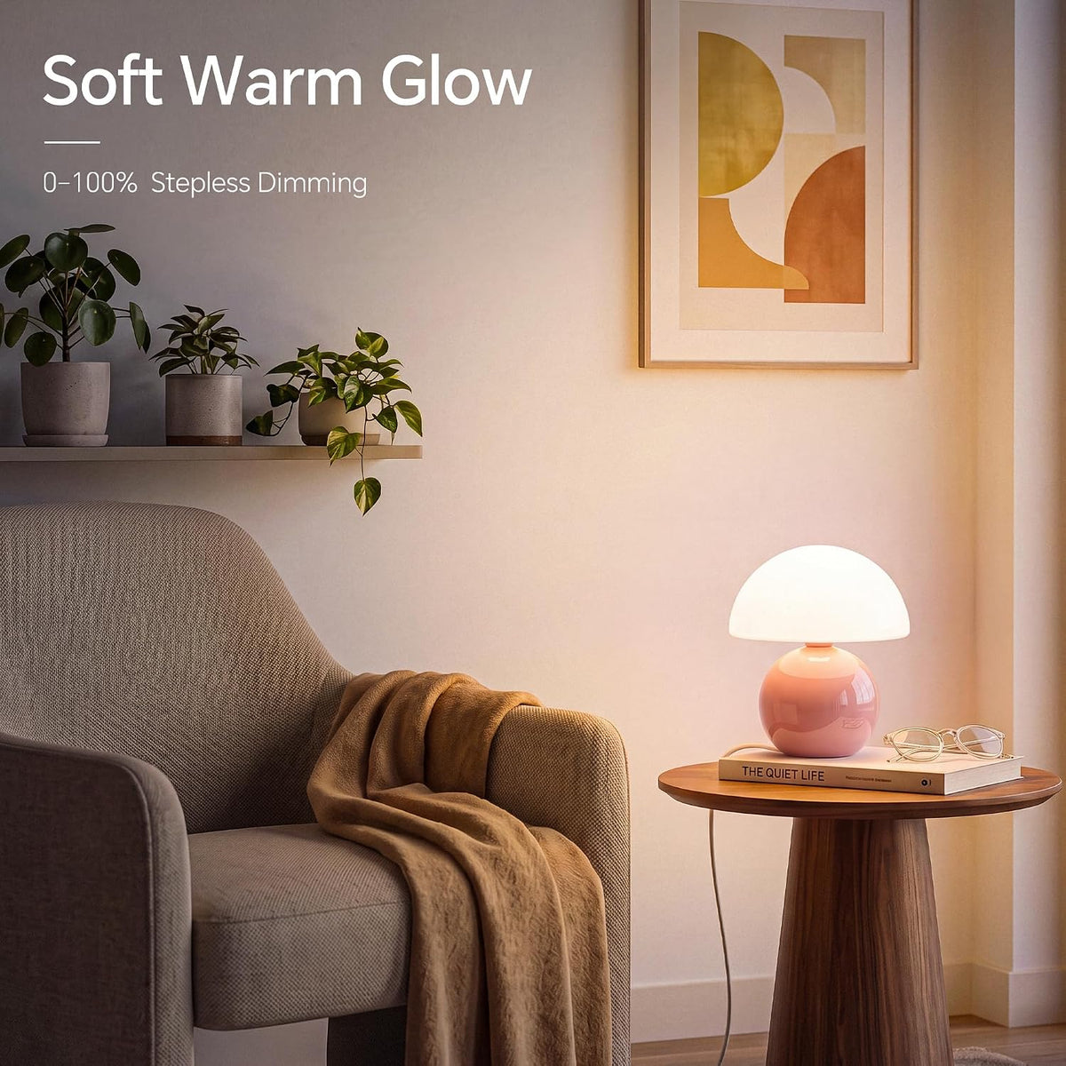 Mushroom Lamp Table Lamp for Bedroom-Small Desk Table Lamps,Pink
