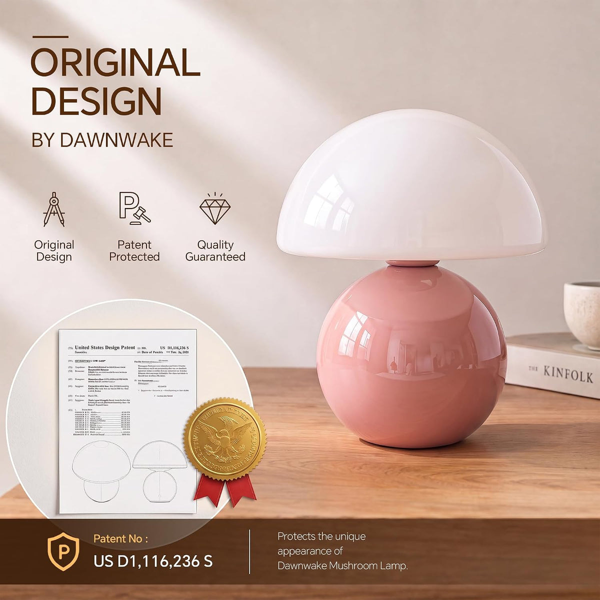 Mushroom Lamp Table Lamp for Bedroom-Small Desk Table Lamps,Pink