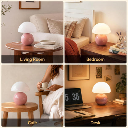 Mushroom Lamp Table Lamp for Bedroom-Small Desk Table Lamps,Pink