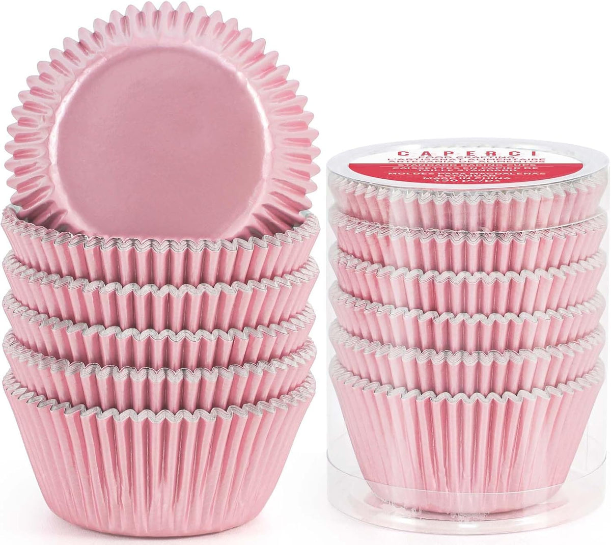 Pink Foil Cupcake Muffin Liners Standard Size Baking Cups 150-Pack - Premium Greaseproof & Sturdy