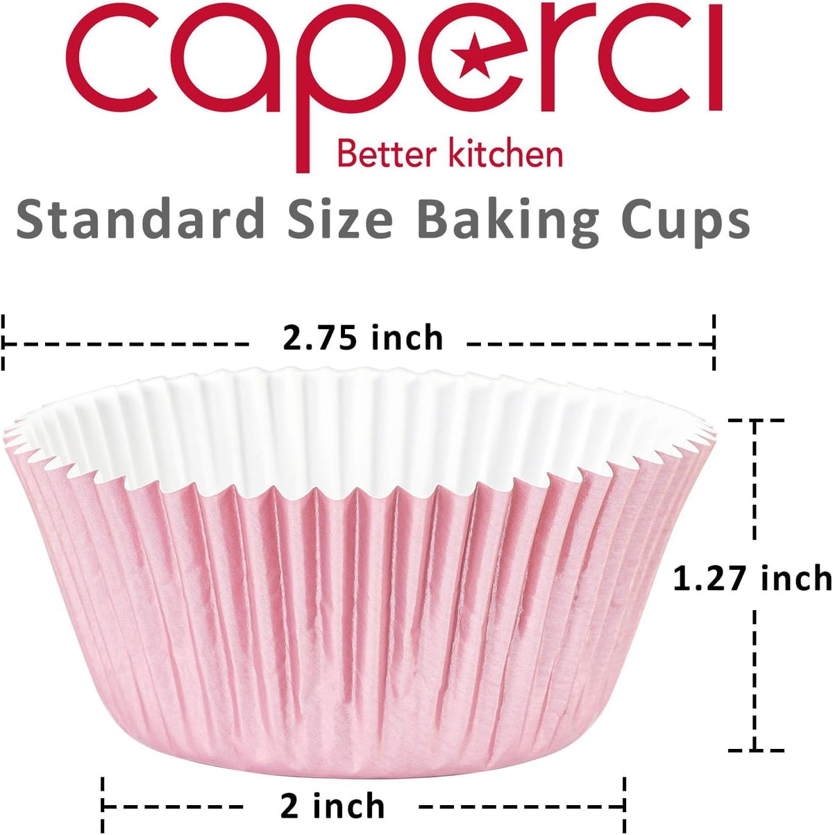 Pink Foil Cupcake Muffin Liners Standard Size Baking Cups 150-Pack - Premium Greaseproof & Sturdy