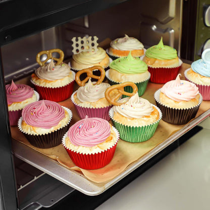 Pink Foil Cupcake Muffin Liners Standard Size Baking Cups 150-Pack - Premium Greaseproof & Sturdy