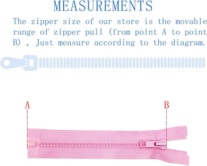 2PCS #5 39 Inch Pink Separating Jacket Zippers for Sewing Coats, Molded Plastic Bulk Zippers(Pink 39" 2PCS)
