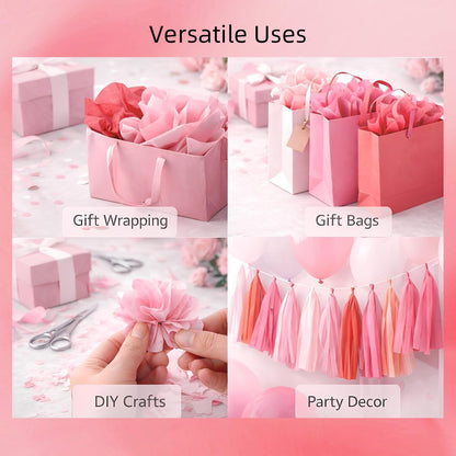 160 Sheets Pink Tissue Paper for Gift Bags, Assorted Pink, 14 x 20 Inch