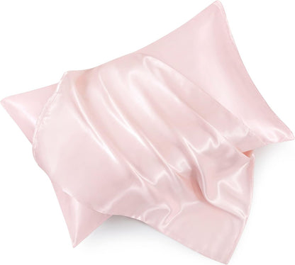 HommxJF 4PCS Blush Pink Satin Sheets Queen Size Silky Sheets Sets Lightweight Soft Bedding Sets with 1 Flat Sheet+1 Deep Pocket Fitted Sheet+2 Pillowcases (Blush Pink, Queen)