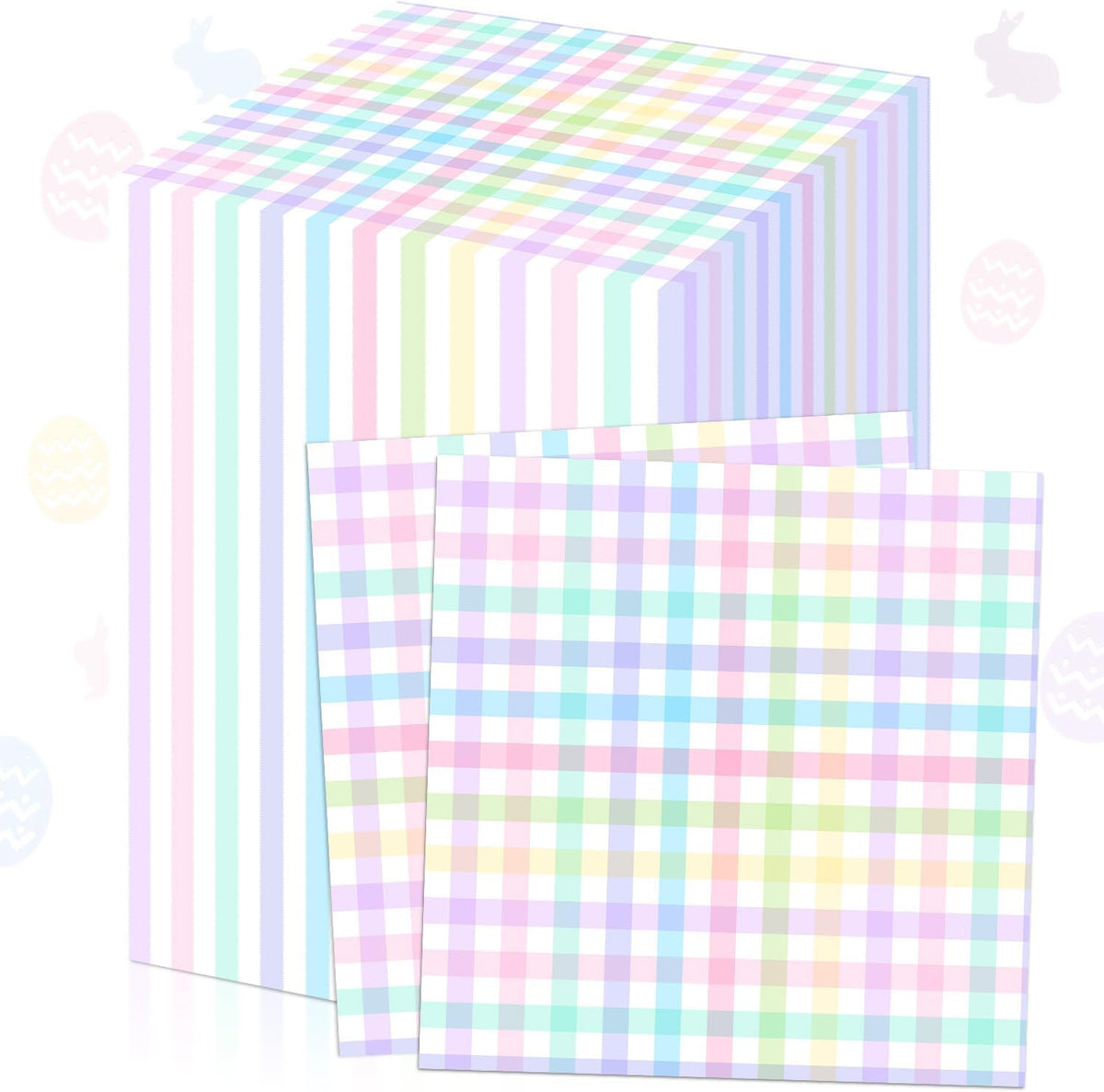 100 Pcs Pastel Paper Napkins—Disposable Plaid, Stripes, Polka Dots, Scallop Designs—Party Tableware for Summer, Birthday, Wedding, Cocktail(Pink,Fresh Style)