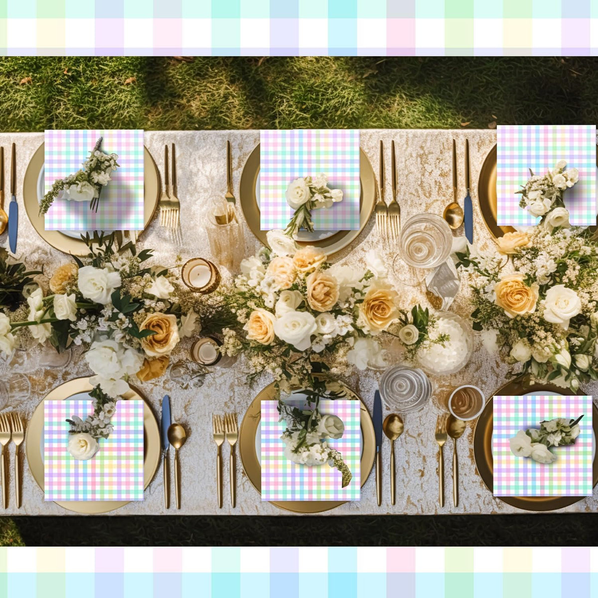 100 Pcs Pastel Paper Napkins—Disposable Plaid, Stripes, Polka Dots, Scallop Designs—Party Tableware for Summer, Birthday, Wedding, Cocktail(Pink,Fresh Style)