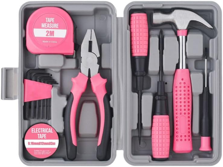 NIVOLT 13Pcs Pink Tool Set for Women with Storage Case