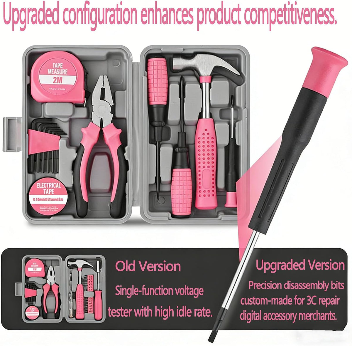 NIVOLT 13Pcs Pink Tool Set for Women with Storage Case