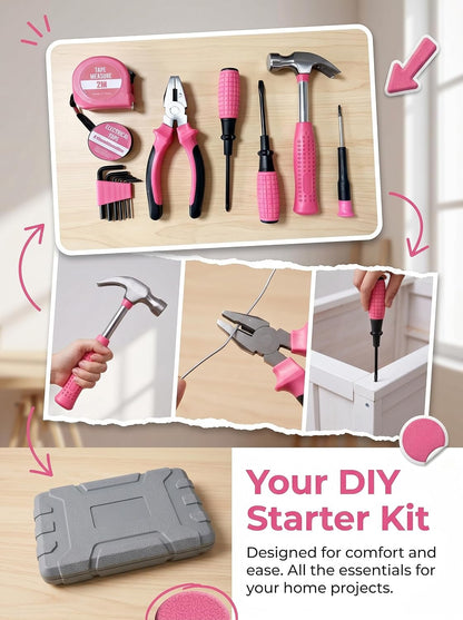 NIVOLT 13Pcs Pink Tool Set for Women with Storage Case