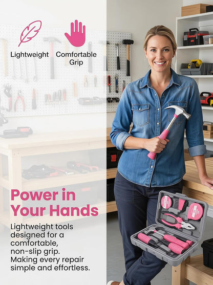 NIVOLT 13Pcs Pink Tool Set for Women with Storage Case