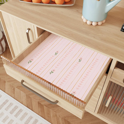 Cute Light Pink Floral Peel and Stick Wallpaper for Nursery Girls Bedroom Vertical Stripes Triangles Art Deco Wallpaper Removable Pink Contact Paper for Cabinets Drawers Accent Walls 12"x118"