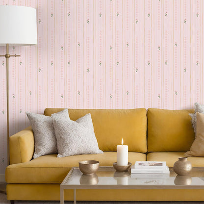 Cute Light Pink Floral Peel and Stick Wallpaper for Nursery Girls Bedroom Vertical Stripes Triangles Art Deco Wallpaper Removable Pink Contact Paper for Cabinets Drawers Accent Walls 12"x118"