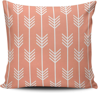Decorative Throw Pillow Case Coral and White Modern Arrow Fletching Pattern Peach Pillowcase Cushion Cover One Side Design Printed Square Size 20x20 inch