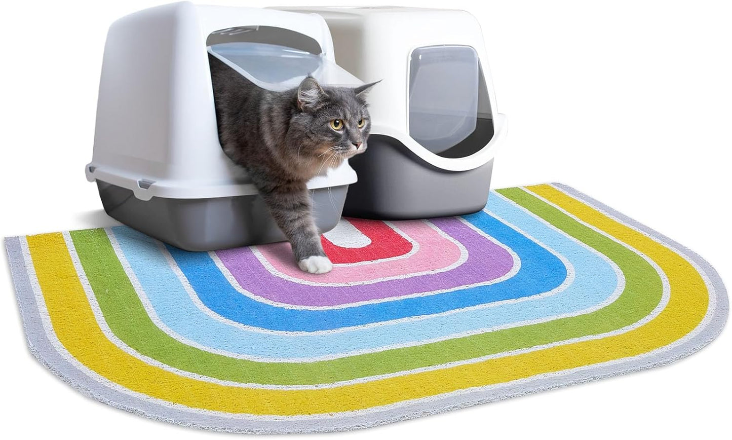 Unicorn Catcher Cat Litter Mat Quality Litter Box Mat Large Non-Slip Cat Litter Mat Litter Trapping Mat Soft Kitty Litter Mat Compatible Two Litter Boxes Cat Products Easy to Clean,Rainbow,L