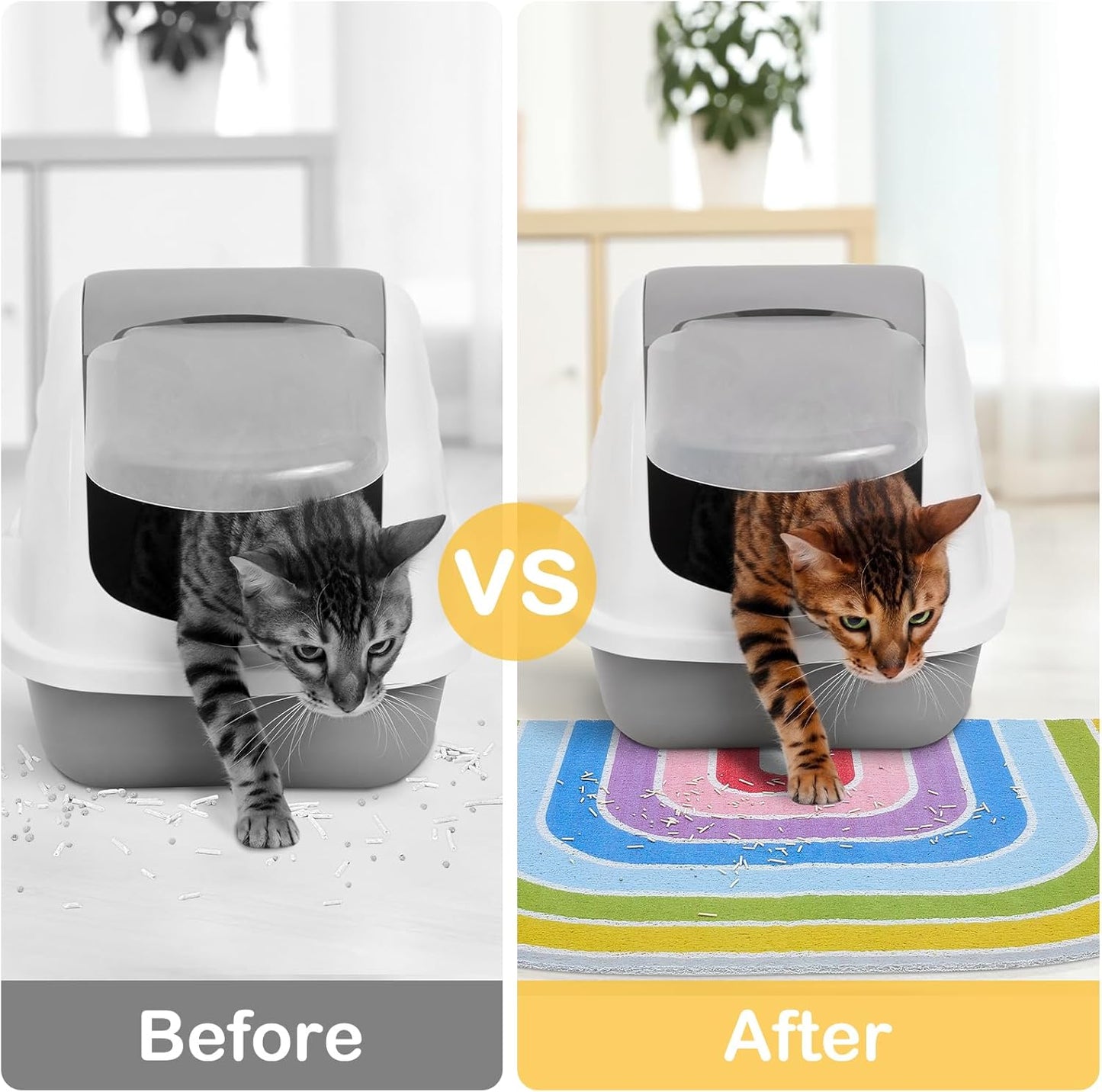 Unicorn Catcher Cat Litter Mat Quality Litter Box Mat Large Non-Slip Cat Litter Mat Litter Trapping Mat Soft Kitty Litter Mat Compatible Two Litter Boxes Cat Products Easy to Clean,Rainbow,L