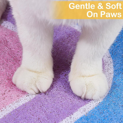 Unicorn Catcher Cat Litter Mat Quality Litter Box Mat Large Non-Slip Cat Litter Mat Litter Trapping Mat Soft Kitty Litter Mat Compatible Two Litter Boxes Cat Products Easy to Clean,Rainbow,L